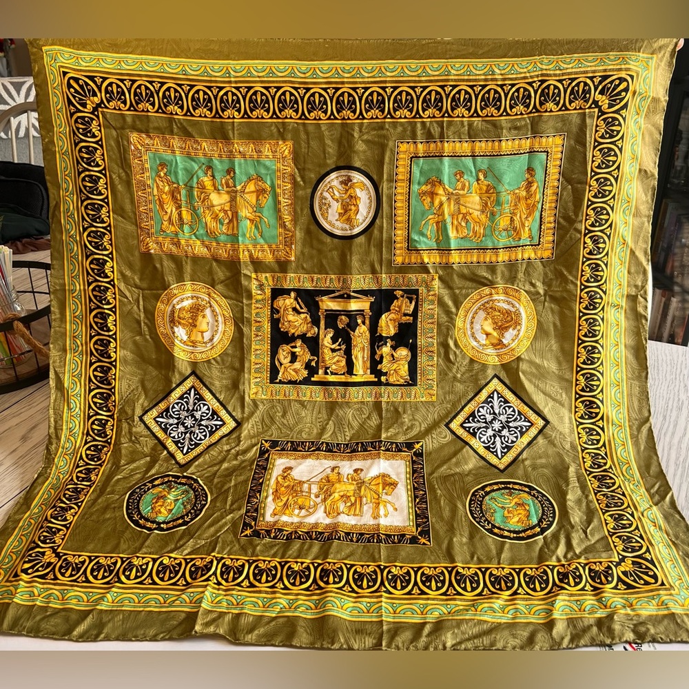 Designer Inspired Greek Goddess Silk Scarf Roman Mythology Artistic Liuxury
